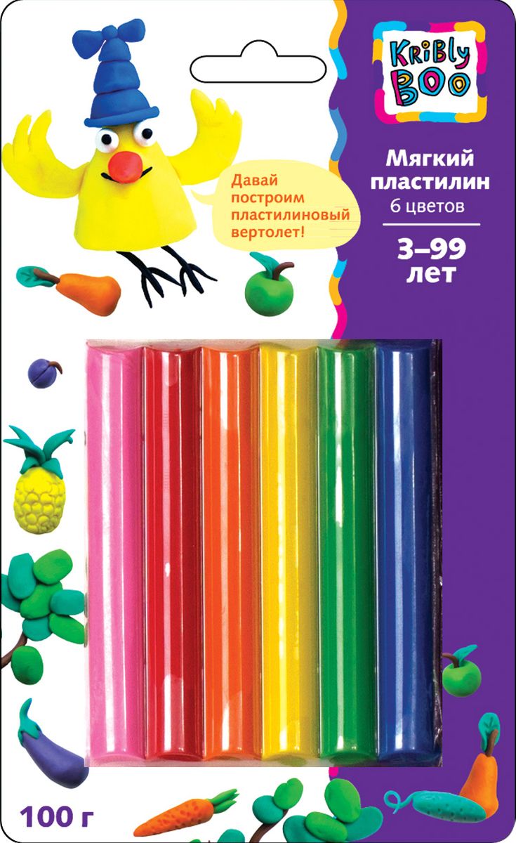 Kribly Boo Пластилин мягкий 6 цветов72523WD Kribly Boo Пластилин мягкий 6 цветов72523WDЛепка из пластилина — не только приятное, но и полезное занятие. Ведь с удовольствием создавая свои пластилиновые миры, маленький художник одновременно будет развивать воображение, получать творческие навыки, а также тренировать мелкую моторику и координацию рук.Цветные брусочки пластилина можно смешивать, создавая дополнительные оттенки. В наборе пластилин, 6 цветов