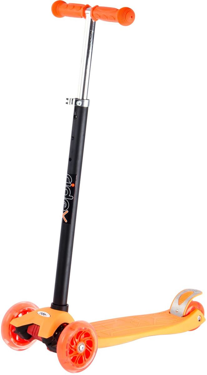 Самокат Ridex 3D Spark, 3-колесный, цвет: оранжевый, 120/80 ммТ57589 Самокат Ridex 3D Spark, 3-колесный, цвет: оранжевый, 120/80 ммТ57589Трехколесный самокат бренда Ridex с регулируемым по высоте рулем - достойный вариант на два-три сезона для быстро подрастающего ребенка. Усиленная пластиковая дека и прочный руль обеспечат комфортное катание, а резиновые ручки поспособствуют прочному сцеплению с ладонями. Благодаря устойчивости самоката ребенку не надо контролировать равновесие, а можно сосредоточиться на таких навыках, как отталкивание ногой, управление рулём и торможение. Светящиеся колёса, без сомнений, станут поводом для искренней детской радости и восторженных взглядов окружающих!