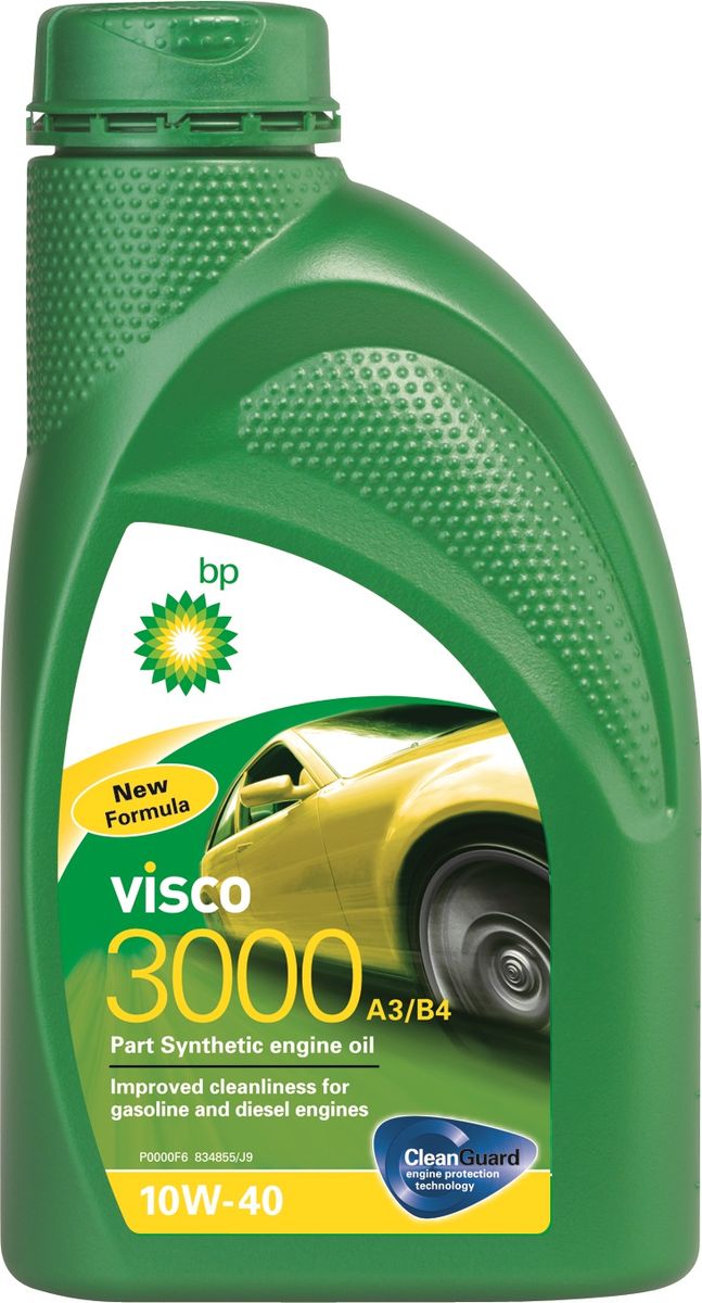 Моторное масло BP Visco 3000 A3/B4 10W-40 12, 1 л157F38 Моторное масло BP Visco 3000 A3/B4 10W-40 12, 1 л157F38Применение BP Visco 3000 A3/B4 10W-40 с технологией защиты двигателя Cleanguard – это высококачественное частично синтетическое моторное масло предназначенное для использования в автомобильных бензиновых и дизельных двигателях, где производитель рекомендует масла соответствующие стандартам API SL/CF или ACEA A3/B4, или более ранним спецификациям. BP Visco 3000 A3/B4 10W-40 также одобрено к применению в двигателях автомобилей Mercedes и VW, где требуются масла спецификаций MB-Approval 229.1 или VW 501 01 / 505 00. Основные преимущества BP Visco с технологией защиты двигателя Cleanguard: поддерживает чистоту Вашего двигателя длительное время. BP Visco 3000 A3/B4 10W-40 – высококачественное Частично синтетическое моторное масло со следующими преимуществами: - повышенная чистота деталей бензиновых и дизельных двигателей; - дополнительная защита от износа в нормальных условиях эксплуатации; - пониженный расход масла на угар. Спецификации ACEA A3/B4 API SL/CF VW 501 01 / 505 00...