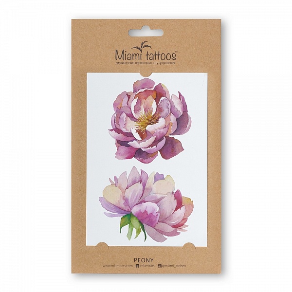 Акварельные переводные тату Miami Tattoos Peony, 1 лист 10см*15смMT0030 Акварельные переводные тату Miami Tattoos Peony, 1 лист 10см*15смMT0030Miami Tattoos - это дизайнерские переводные тату-украшения. Коллекция акварельных тату Peony – это настоящие картины на вашей коже! Для производства Miami Tattoos используются только качественные,?яркие?и?стойкие?краски. Они?не вызывают аллергию и держатся?до семи?дней!