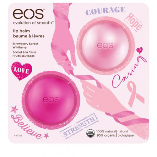 EOS Набор Limited Edition Breast Cancer Awarenessперфорационные unisex EOS Набор Limited Edition Breast Cancer Awarenessперфорационные unisexНабор imited Edition Breast Cancer Awareness из лимитированной серии включает в себя два бальзама EOS с ароматами лесных ягод и клубничного сорбета. Бальзамы для губ EOS на 100% натуральные, содержат антиоксиданты богатые витамином Е, успокаивающие масла ши и жожоба. Ваши губы будут всегда увлажнёнными, мягкими и гладкими. Необычная сферическая форма и дизайн, приятный на ощупь материал, лёгкий аромат и превосходное увлажнение - все это в бальзамах для губ EOS.