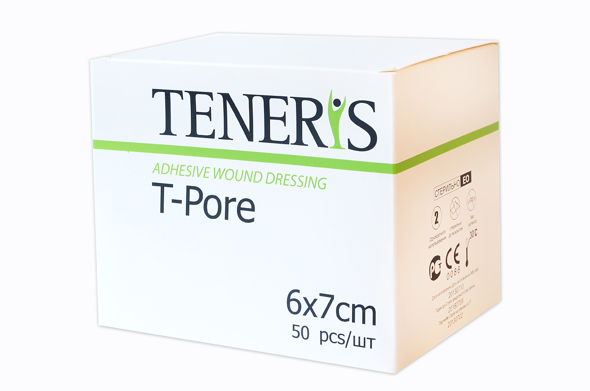 Teneris Раневая (послеоперационная) стерильная повязка на нетканной основе T-Pore, 100 х 120 х 110 мм, 50 шт95038 Teneris Раневая (послеоперационная) стерильная повязка на нетканной основе T-Pore, 100 х 120 х 110 мм, 50 шт95038Т-Пор - самоклеющаяся пластырная повязка с впитывающей подушечкой. Изготовлена из паро-воздухопроницаемого хирургического нетканного материала, препятствующего проникновению в рану микроорганизмов. Показания: Используется для защиты послеоперационных и острых ран в процессе их заживления от вторичной инфекции и механических раздражений, а также для фиксации катеторов и канюль. Отрывается без боли, антитравматическое покрытие раневой подушечки. Хранить в сухом, защищенном от света месте. Размер 6 х 7 см