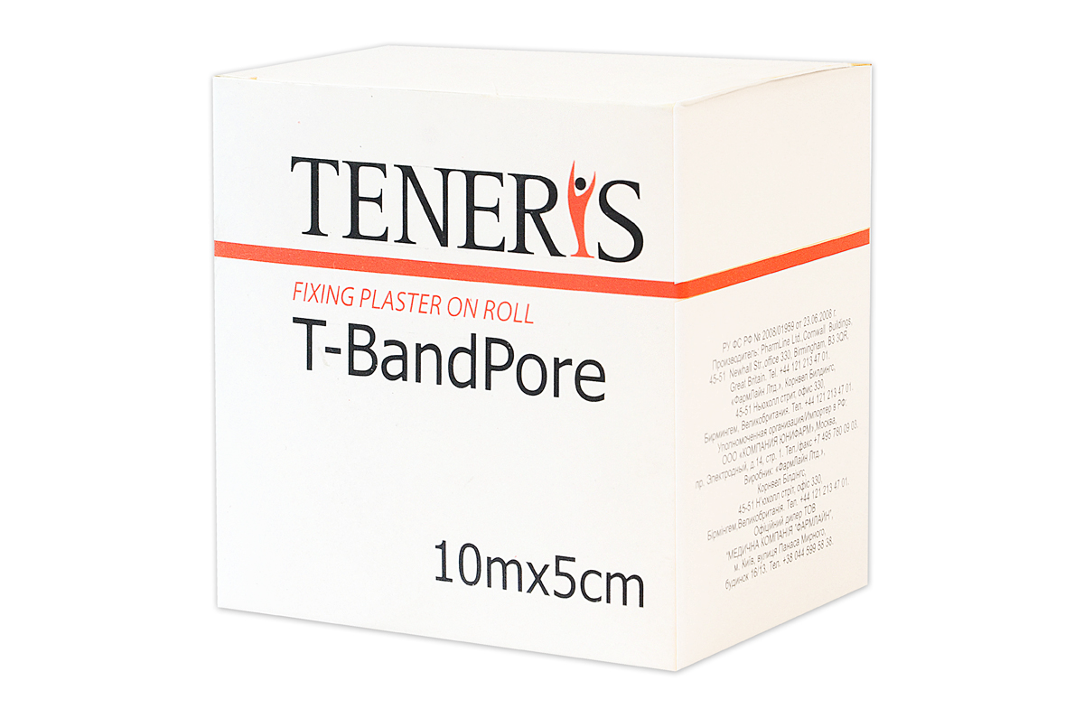 Teneris Адгезивный бинт на нетканной основе T-BandPore, д 75 х ш 50 х в 75адаптер WN-114 adult/chil Teneris Адгезивный бинт на нетканной основе T-BandPore, д 75 х ш 50 х в 75адаптер WN-114 adult/chilТ-БендПор - фиксирующий пластырь в рулоне на основе хирургического нетканного материала. При наложении повторяет контуры частей тела, не нарушает подвижность суставов. Обладает высокой паро- и воздухопроницаемостью. Показания: для фиксации защитных повязок, тампонов, зондов и катеторов. Гипоаллергенный полиакрилатный клей отрывается без боли. Применение: отрезать необходимую часть пластыря, снять защитные полоски с клеевой поверхности и зафиксировать повязку. Менять ежедневно или по мере необходимости. Размер 10м х 5см