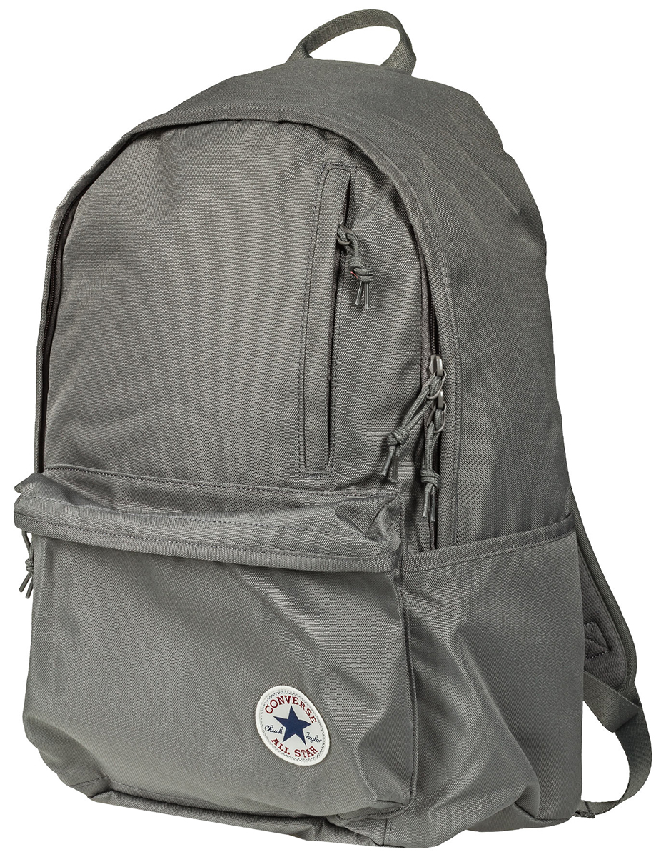 Рюкзак городской Converse Poly Original Backpack, цвет: серый. 10003332010D-190/82 Рюкзак городской Converse Poly Original Backpack, цвет: серый. 10003332010D-190/82Рюкзак городской Converse выполнен из полиэстера. Модель с одним отделением застегивается на молнию. Передняя стенка оформлена объемным карманом на молнии и прорезным карманом на молнии. Боковые стороны дополнены накладными карманами. Внутри вместительный карман и карман на молнии. Рюкзак оснащен широкими регулируемыми по длине плечевыми лямками и петлей для подвешивания.