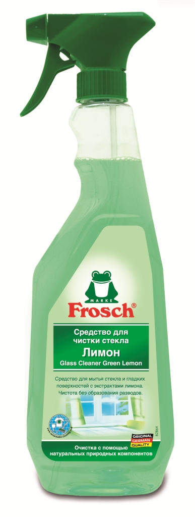 Средство для чистки стекла Frosch, с ароматом лимона, 750 мл708363 Средство для чистки стекла Frosch, с ароматом лимона, 750 мл708363Чистящее средство Frosch предназначено для чистки стекл и гладких поверхностей. Средство чистит с помощью натуральной формулы без добавления спирта, не оставляя разводов на стеклянной или блестящей поверхности. Экологически безопасный состав на основе натуральных компонентов обеспечивает идеальное удаление грязи и жира. Эргономичный флакон оснащен курковым распылителем, позволяющим легко и экономично наносить раствор на загрязненную поверхность. Торговая марка Frosch специализируется на выпуске экологически чистой бытовой химии. Для изготовления своей продукции Frosch использует натуральные природные компоненты. Ассортимент содержит все необходимое для бережного ухода за домом и вещами. Продукция торговой марки Frosch эффективно удаляет загрязнения, оберегает кожу рук и безопасна для окружающей среды. Характеристики: Объем: 750 мл. Производитель: Германия. Товар сертифицирован.