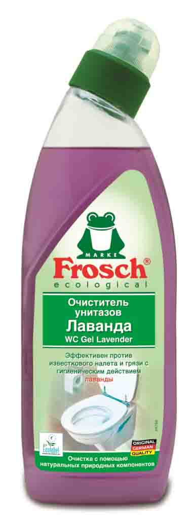 Очиститель для унитазов Frosch, с ароматом лаванды, 750 мл701835 Очиститель для унитазов Frosch, с ароматом лаванды, 750 мл701835Чистящее средство Frosch предназначено для чистки унитазов. Очиститель удаляет естественным образом известь, мочевой камень, грязь с унитаза, благодаря лавандовому экстракту, обладающему гигиеническим действием, и натуральных (фруктовых) кислот. Удобный наклон дозатора позволяет легко наносить гель под кромку унитаза. Очиститель удаляет неприятные запахи и оставляет чистоту и свежий аромат цветков лаванды. Торговая марка Frosch специализируется на выпуске экологически чистой бытовой химии. Для изготовления своей продукции Frosch использует натуральные природные компоненты. Ассортимент содержит все необходимое для бережного ухода за домом и вещами. Продукция эффективно удаляет загрязнения, оберегает кожу рук и безопасна для окружающей среды. Товар сертифицирован. Состав: менее 5% анионные ПАВ, ароматизирующие добавки, лавандовое масло, лимонная кислота, загустители, косметические красители. Объем: 750 мл.