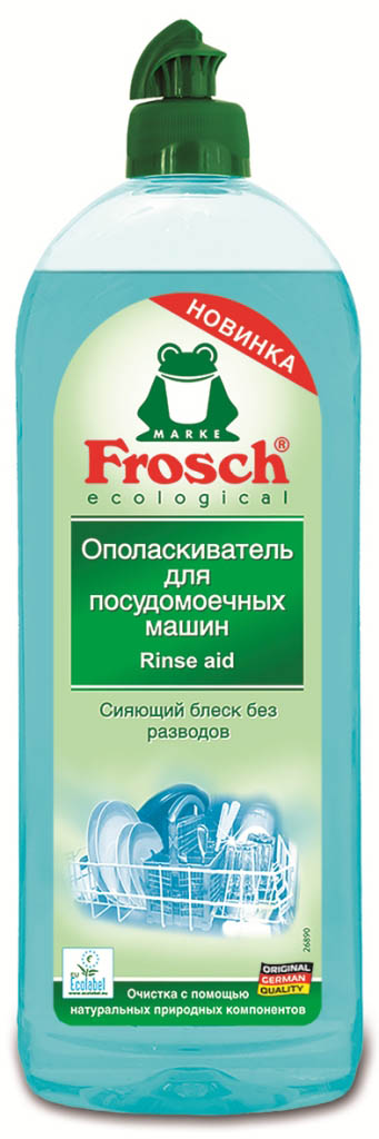 Ополаскиватель для посудомоечных машин Frosch, 750 мл713650 Ополаскиватель для посудомоечных машин Frosch, 750 мл713650Ополаскиватель для посудомоечных машин Frosch эффективно очищает посуду с помощью натуральных природных компонентов. Средство обеспечивает сияющий блеск посуды и стаканов без разводов. Натуральная формула способствует быстрому высыханию посуды, предупреждая образование налета. Особенности природного качества: - Формула Зеленой Силы с натуральными ингредиентами, подчеркивающими качество ухода и очистки; - С ПАВ возобновляемого растительного происхождения, с высоким быстрым биологическим расщеплением; - Безопасные для кожи формулы, протестированные дерматологами. Минимальное использование мягких консервантов и тщательно отобранных ароматизаторов или полный отказ от них; - Отсутствие опасных химикатов, таких как фосфаты, бораты, формальдегиды, галогенорганические компоненты, ПВХ; - Сниженная нагрузка на окружающую среду благодаря сокращению использования упаковочных материалов. Прогрессивное использование переработанных и перерабатываемых...