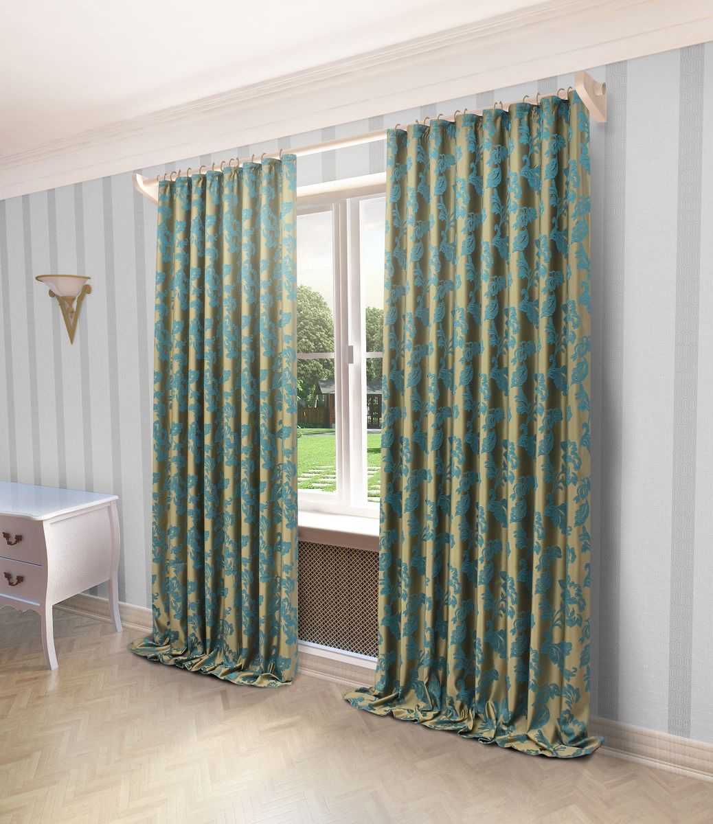 Штора Sanpa Home Collection Сьюзен, на ленте, цвет: бирюзовый, высота 260 смHPO66001/35/1E Сьюзен бирюзовый, , 150*260 см Штора Sanpa Home Collection Сьюзен, на ленте, цвет: бирюзовый, высота 260 смHPO66001/35/1E Сьюзен бирюзовый, , 150*260 смШтора Сьюзен с оригинальным узором изготовлена из ткани жаккард. Жаккард - одна из дорогостоящих тканей, так как её производство трудозатратно. Своеобразный рельефный рисунок, который получается в результате сложного переплетения на плотной ткани, напоминает гобелен. Крепление к карнизу осуществляется при помощи вшитой шторной ленты.