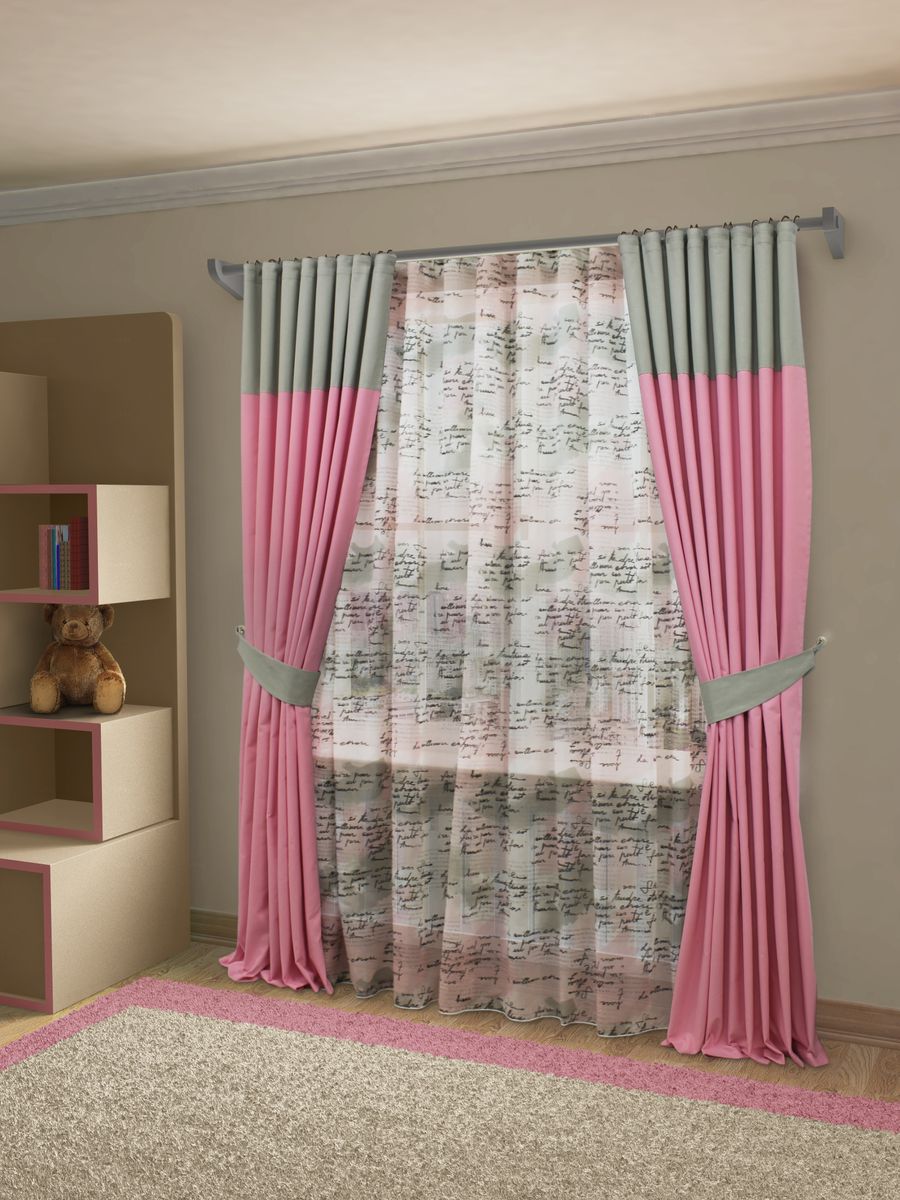 Комплект штор Sanpa Home Collection Сатера, на ленте, цвет: розовый, серый, высота 260 смКШСатера, розово-серый, , ш180*в260-2шт/ш400*в260см + 2 подхвата Комплект штор Sanpa Home Collection Сатера, на ленте, цвет: розовый, серый, высота 260 смКШСатера, розово-серый, , ш180*в260-2шт/ш400*в260см + 2 подхватаКомплект штор Сатера, великолепно украсит любое окно. Комплект состоит из тюли, двух штор и двух подхватов. Оригинальный рисунок и приятная цветовая гамма привлекут к себе внимание и органично впишутся в интерьер помещения. Этот комплект будет долгое время радовать вас и вашу семью! В комплект входит: Тюль: 1 шт. Размер (Ш х В): 400 см х 260 см. Штора: 2 шт. Размер (Ш х В): 180 см х 260 см. Подхваты: 2 шт.