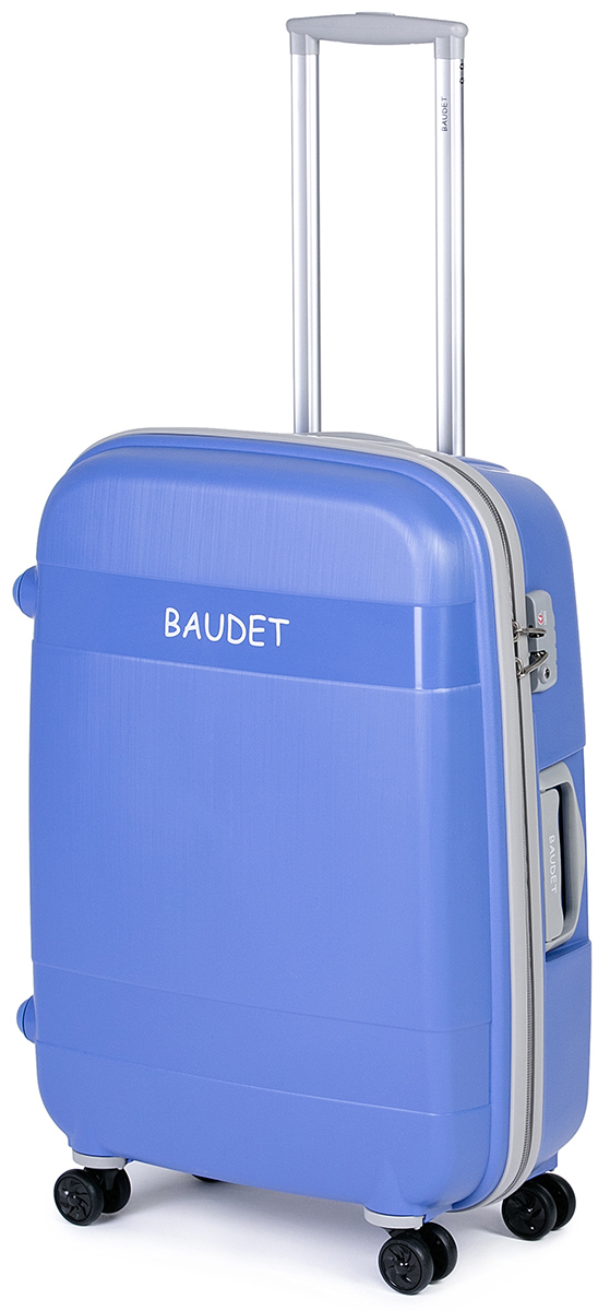 Чемодан Baudet, цвет: голубой, 75х55х30 см, 123лBHL0708802-75 Чемодан Baudet, цвет: голубой, 75х55х30 см, 123лBHL0708802-75Чемодан Baudet надежный и практичный в путешествии. Выполнен из прочного и ударостойкого полипропилена, материал внутренней отделки - полиэстеровая ткань серого цвета. Чемодан содержит продуманную внутреннюю организацию. Имеется одно большое отделение, которое закрывается по периметру на застежку-молнию . Внутри содержатся два больших отдела для хранения одежды с перекрещивающимися Для легкой и удобной перевозки чемодан оснащен четырьмя колесами вращающимися на 360 градусов. Телескопическая ручка выдвигается нажатием на кнопку и фиксируется в двух положениях. Сверху и сбоку предусмотрены ручки для поднятия чемодана. Гарантия на чемодан 2 года. Чемодан оснащен кодовым замком TSA, который исключает возможность взлома. Отверстие для ключа в кодовом замке предназначено для работников таможни (открытие багажа для досмотра без присутствия хозяина). Ключ находится только у таможни и в комплекте с чемоданом не идет.