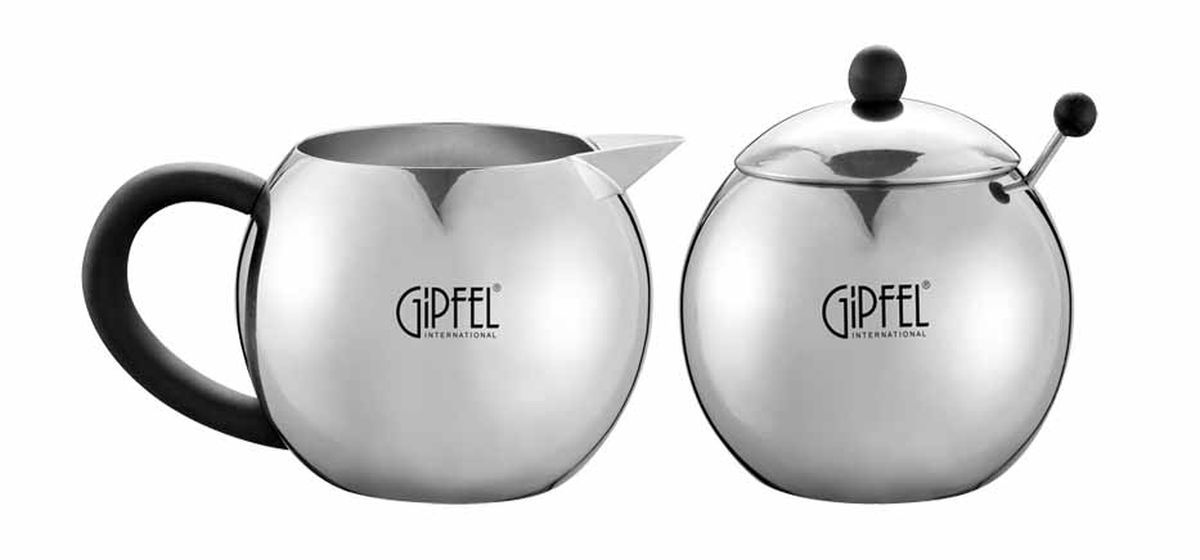 Набор Gipfel Oreole: сахарница, молочник, с ложкой. 98339833 Набор Gipfel Oreole: сахарница, молочник, с ложкой. 98339833Посуда Gipfel изготовлена только из качественных, экологически чистых материалов. Также уделяется особое внимание дизайну продукции, способному удовлетворять вкусы даже самых взыскательных покупателей. Сталь 8/10, из которой изготавливается посуда и аксессуары Gipfel, является уникальной. Она отличается высокими эксплуатационными характеристиками и крайне устойчива к физическим воздействиям. Сложно найти более подходящий для создания качественной кухонной посуды материал. Отличительной чертой металлической посуды, выполненной из подобной стали, является характерный сероватый оттенок поверхности и особый блеск. Это позволяет приготовить более здоровую пищу.