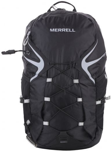 Рюкзак для походов Merrell Capra Trail 2.0, цвет: черный. JBS23934SVCB-RT6-E150 Рюкзак для походов Merrell Capra Trail 2.0, цвет: черный. JBS23934SVCB-RT6-E150Рюкзак для походов Merrell Capra Trail 2.0 выполнен из текстиля. Подходит для бега по пересеченной местности. У модели боковые карманы из сетки с отделением для бутылки, крепление для светового маячка, резиновая шнуровка спереди для, дополнительного места хранения, возможность вставки камеры с жидкостью, вставки из дышащего материала на плечах, регулируемые грудные ремни, ремень на бедрах боковыми застежками и карманами.Вместительное основное отделение на молнии, с защитой от промокания, удобная спинка из легкого дышащего материала. Петли для трекинговых палок-ледорубов.