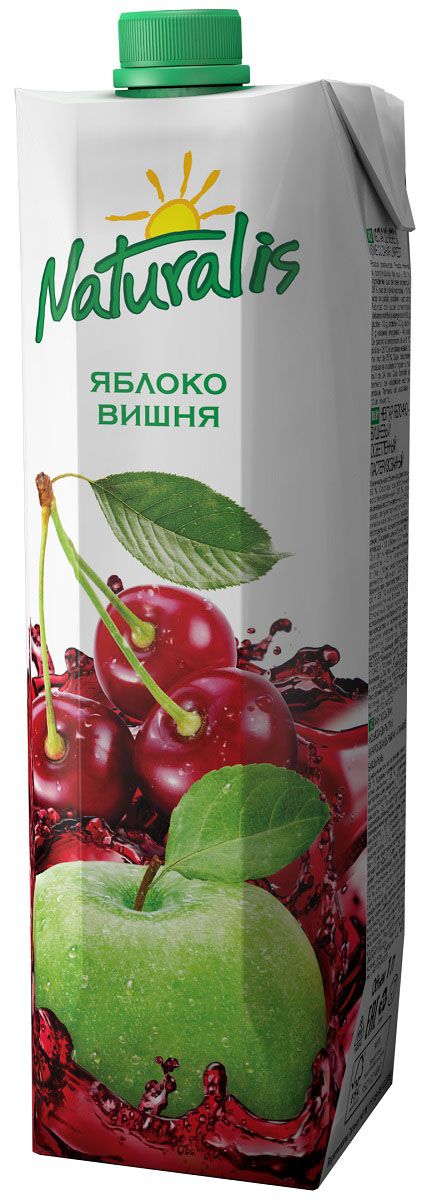 Naturalis нектар яблочно-вишневый осветленный, 1 лВГС_127 Naturalis нектар яблочно-вишневый осветленный, 1 лВГС_127Яблочно-вишневый нектар Naturalis понравится вам своей сбалансированностью. Классический яблочный нектар в сочетании с кислинкой вишни становится более полным и сбалансированным. Большое содержание витаминов группы B в вишне вместе с железом, медью и магнием дают замечательный эффект при малокровии и заболеваниях, связанных с системой кроветворения. Без ароматизаторов, красителей и консервантов.