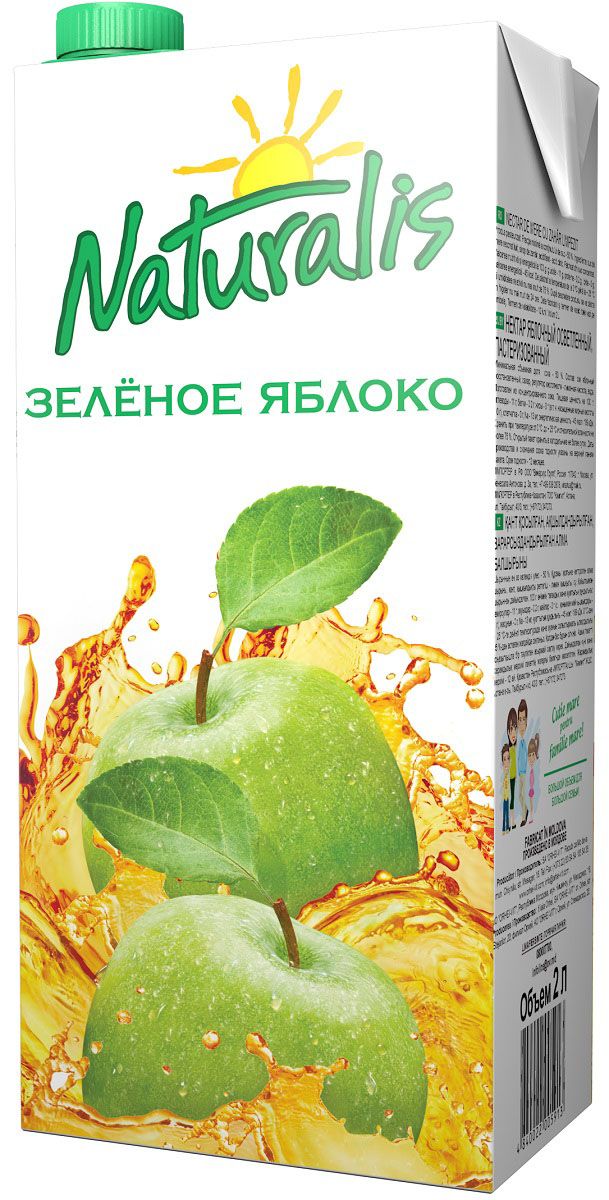 Naturalis нектар яблочный осветленный, 2 лВГС_126 Naturalis нектар яблочный осветленный, 2 лВГС_126Яблочный сок традиционно считается самым сбалансированным по наличию сахаров и органических кислот. Без ароматизаторов, красителей и консервантов.