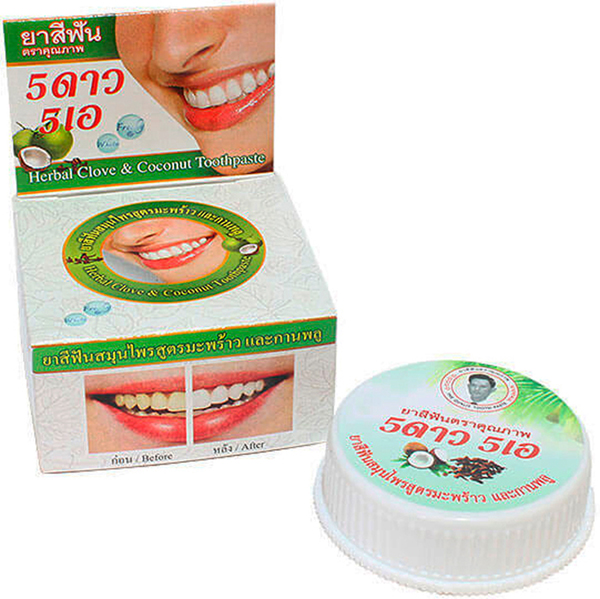 5 Star Cosmetic травяная отбеливающая зубная паста с экстрактом Кокоса5736492 5 Star Cosmetic травяная отбеливающая зубная паста с экстрактом Кокоса5736492Экстракт кокоса повышает защитные функции организма, укрепляет десны и зубы, избавляет от болезней ротовой полости, снимает налет и зубной камень, устраняет запах изо рта уменьшает воспаление и кровоточивость десен. Очень экономична. Не содержит консервантов, фтор и его производных.