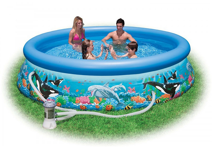 Надувной бассейн Intex Easy Set. Риф Океана, с фильтр-насосом 220 В, 366 х 76 см. с5490609840-20.000.00 Надувной бассейн Intex Easy Set. Риф Океана, с фильтр-насосом 220 В, 366 х 76 см. с5490609840-20.000.00Надувной бассейн Intex Easy Set. Риф Океана с фильтр-насосом Intex (Интекс) выполнен в ярко-красочном дизайне и декорирован морскими обитателями - касатками и дельфинами. Детям и взрослым будет очень приятно поплавать в таком бассейне.