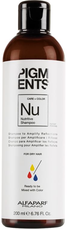 Alfaparf Pigments Nutritive Shampoo Шампунь питающий для сухих волос, 200 млFS-00897 Alfaparf Pigments Nutritive Shampoo Шампунь питающий для сухих волос, 200 млFS-00897Мягкий шампунь предназначен для питания сухих волос. Специально разработанная формула поддерживает цвет и гарантирует стабильность пигмента в смеси. Входящие в состав растительные масла, богатые жирными кислотами, витаминами А и Е обеспечивают сбалансированное питание сухих и пушащихся волос, делая их мягкими и наполненными жизненной силой. БЕЗ СУЛЬФАТОВ И ПАРАБЕНОВОбъем: 200 мл