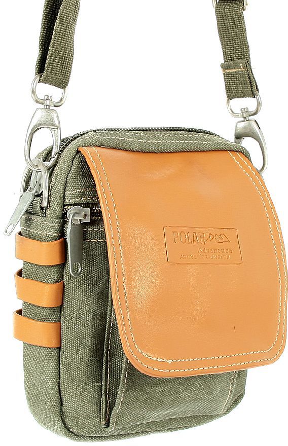Сумка на плечо Polar, цвет: хаки, рыжий, 2 л, 15 х 13 х 3 см. М313MM-610-3/4 Сумка на плечо Polar, цвет: хаки, рыжий, 2 л, 15 х 13 х 3 см. М313MM-610-3/4Сумка молодежная с плечевым ремнем. Материал - брезент + кожзам. Клапан впереди на фастексе. Внутри два отделения на молнии .