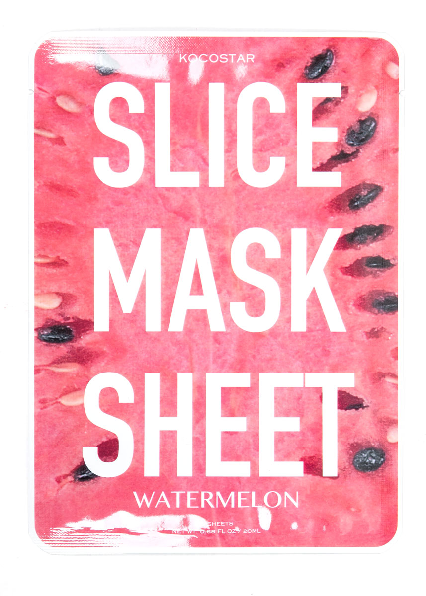 Kocostar Маска-слайс для лица Арбуз, 20 мл / Slice Mask Sheet (Watermelon)20-0001 Kocostar Маска-слайс для лица Арбуз, 20 мл / Slice Mask Sheet (Watermelon)20-0001Экстракт любимого фрукта в уникальной увлажняющей маске для лица в виде сочных ломтиков. Летнее удовольствие круглый год! Высокое содержания магния способствует активной регенерации клеток, кальций - очищает поры и снимает раздражение, витамин С разглаживает кожу и сужает поры. Экстракт арбуза обеспечивает UV-защиту и активную регенерацию и омоложение кожи. Гиалуроновая кислота в составе маски-слайс обеспечивают глубокое увлажнение и активизирует защитные свойства кожи. Экстракт плодов Асаи, известных своими антиоксидантными свойствами, препятствует процессу раннего старения.