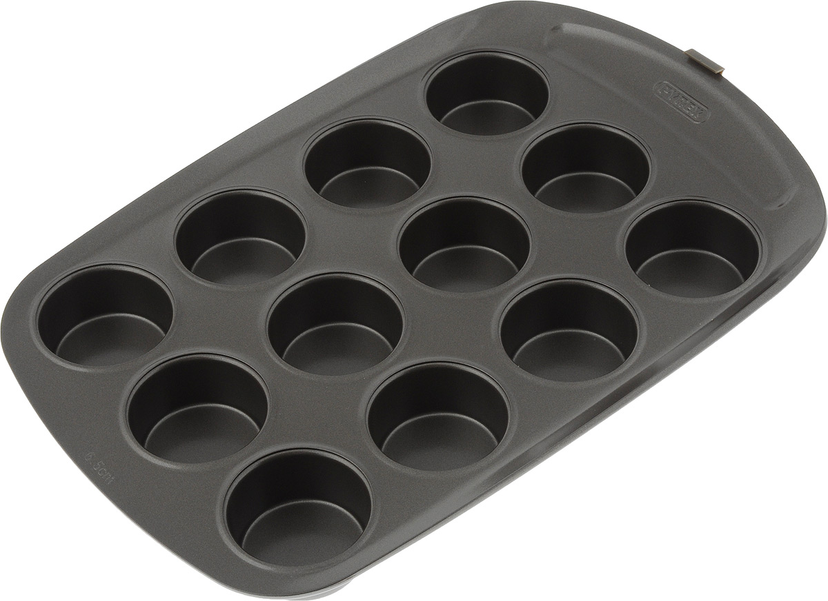 Форма для выпечки маффинов Pyrex asimetriA, с антипригарным покрытием, 12 ячеекAS12BU0/6146 Форма для выпечки маффинов Pyrex asimetriA, с антипригарным покрытием, 12 ячеекAS12BU0/6146Форма для выпечки маффинов Pyrex asimetriA выполнена из высококачественной углеродистой стали с антипригарным покрытием. Материал обеспечивает максимальную теплоотдачу, экономя время приготовления. Антипригарное покрытие полностью безопасно, не содержит вредных веществ. Выпечка в такой форме не пригорает и легко из нее извлекается. Изделие выдерживает температуру до +230°C. Форма содержит 12 ячеек и идеально подходит для приготовления маффинов. Можно использовать в духовом шкафу и мыть в посудомоечной машине. Диаметр дна ячейки: 5,5 см. Диаметр ячейки по верхнему краю: 6 см. Размер формы: 37,7 х 25,5 х 4 см.