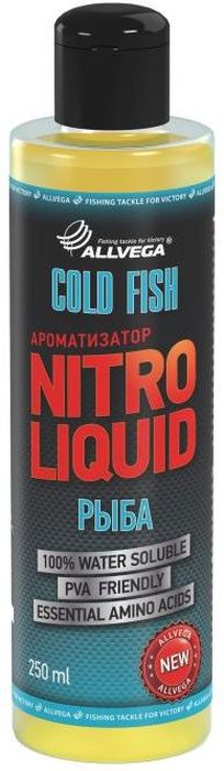 Ароматизатор жидкий для рыбалки ALLVEGA Nitro Liquid Gold Fish, рыба, 250 мл0057673 Ароматизатор жидкий для рыбалки ALLVEGA Nitro Liquid Gold Fish, рыба, 250 мл0057673Обладает характерным запахом. Особенно эффективен для привлечения неактивной рыбы в холодной воде.
