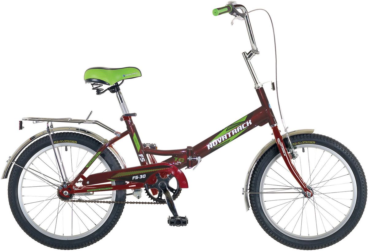 Велосипед детский Novatrack FS-30, цвет: бордовый, 20MHDR2G/A Велосипед детский Novatrack FS-30, цвет: бордовый, 20MHDR2G/ANovatrack FS-30 20’’ – это складной подростковый велосипед, рассчитанный на ребят 8-14 лет, который отличается неприхотливостью, хорошей управляемостью и практичностью. Стальная рама складывается пополам, позволяя разместить велосипед в автомобиле или компактно хранить его в домашних условиях. Стоит отметить широкий диапазон регулировки высоты сидения и руля, благодаря чему велосипед универсален и подойдет для ребят различного роста. Торможение осуществляется ножным тормозом, который работает при любых условиях. Велосипед оснащен хромированными крыльями, широким усиленным багажником, защитным кожухом цепи, подножкой и светоотражателями.