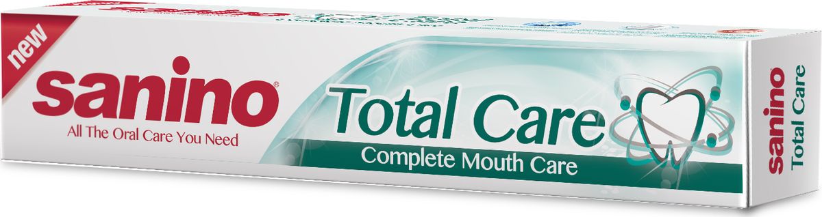 Sanino Зубная паста TotalCare Комплексный уход 100мл8009140 Sanino Зубная паста TotalCare Комплексный уход 100мл8009140Зубная паста Sanino делает улыбку светлой и здоровой благодаря отбеливающим компонентам в составе пасты. Sanino «Комплексный уход» - это комплексный уход с активным фтором и минералами для укрепления эмали и здоровья полости рта.