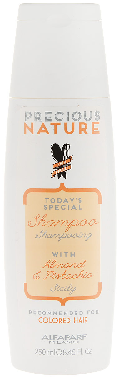 Alfaparf Precious Nature Pure Color Protection Shampoo Шампунь для окрашенных волос, 250 мл12513 Alfaparf Precious Nature Pure Color Protection Shampoo Шампунь для окрашенных волос, 250 мл12513Мягкий бережно очищающий шампунь сохраняет глубину и насыщенность цвета, поддерживая блеск и качество волос. Уникальная формула, в состав которой входит эссенция фисташки*, известная своими редкими антиоксидантными и фотозащитными свойствами, а также масло сладкого миндаля, продлевает интенсивность цветовых нюансов и блеск, защищает структуру волос. *100% натуральный ингредиент. НЕ СОДЕРЖИТ: сульфатов, парабенов, парафинов, минеральных масел, синтетических веществ, аллергенов *гипоаллергенные экстракты растений и ароматизаторы Объем: 250 мл