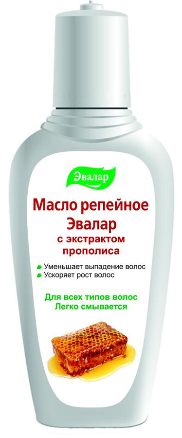 Эвалар Масло репейное с прополисом 100 мл (устраняет ломкость волос)4602242002260 Эвалар Масло репейное с прополисом 100 мл (устраняет ломкость волос)4602242002260Репейное масло с прополисом содержит экстракт прополиса и благотворно влияет на кожу и волосы. Косметологи отлично понимают, что для того, чтобы волосы имели привлекательный вид, то, в первую очередь, должны быть здоровыми. Эфирные масла прополиса оказывают на кожу головы противомикробное и бактерицидное воздействие. Репейное масло с прополисом увеличивает прочность волос и особенно эффективно для ухода за сухими и поврежденными волосами, в том числе после окраски или химической завивки.