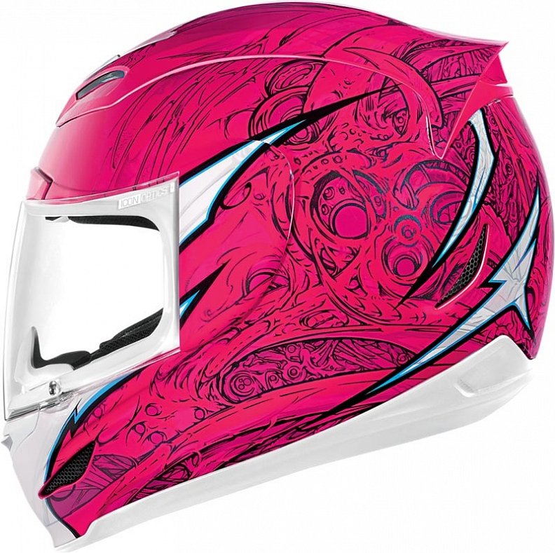 Мотошлем Icon Airmada Sportbike SB1, цвет: розовый. 0101. Размер L0101-6068 Мотошлем Icon Airmada Sportbike SB1, цвет: розовый. 0101. Размер L0101-6068Отличное сочетание функциональности и стиля. Этот шлем прекрасно подойдет как для городской езды, так и для спортивных заездов на треке. За основу взят литойполикарбонатный корпус. С точки зрения аэродинамики, посадки, вентиляции и комфорта – это совершенно новая модель шлема. Вентиляция так же была улучшена. Теперь у нас 7 каналов для впуска свежего воздуха, и 6 портов для выпуска. Как и в предыдущих моделях, мы имеем каналы в ротовой области, а так же два боковых порта, которые регулируются в нескольких положениях с внутренней стороны шлема. Выше имеется десятимиллиметровый двойной канал, который, как и прежде удобно контролировать – в закрытом или открытом положении. И одна из новинок находится поблизости – двойной регулировочный порт, который в дополнение ко всем предыдущим, направляет потоки свежего непосредственно на лобную часть водителя. Соответственно, горячий воздух выходит через задние порты - два сверху, два по бокам и два с нижней стороны. Еще одним нововведением является...