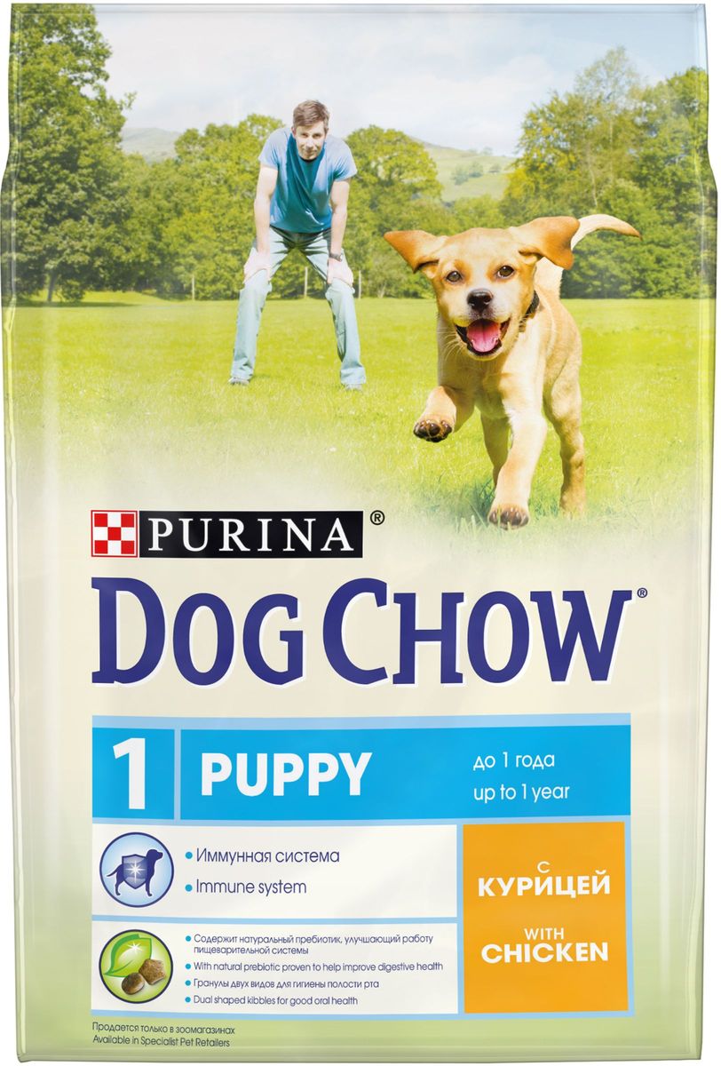 Корм сухой Dog Chow Puppy для щенков до 1 года, с курицей, 2,5 кг0120710 Корм сухой Dog Chow Puppy для щенков до 1 года, с курицей, 2,5 кг0120710Каждый день жизни щенка полон приключений, требующих больших затрат энергии. Корм PURINA® DOG CHOW® Puppy для щенков – это 100% сбалансированное питание, сочетающее мясо, важнейшие минеральные элементы и витамины, которые помогают щенку расти здоровым, сильным и готовым к новым испытаниям.Этот корм подходит также для взрослых собак мелких пород и собак в период беременности и вскармливания. МЕ/кг: витамин А: 22 600, витамин D3: 1 300, витамин Е: 105. Мг/кг: железо: 93,8; йод: 2,3; медь: 10,4; марганец: 7,1; цинк: 168,6; селен: 0,23. Белок: 28%, жир: 14%, сырая зола: 7,5%, сырая клетчатка: 2,5%, Докозагексаеновая кислота: 0,05%.
