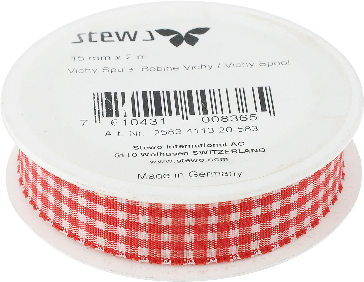 Лента Stewo, цвет: красный, 1,5 см х 2 м834113-20\STW Лента Stewo, цвет: красный, 1,5 см х 2 м834113-20\STWДекоративная лента Stewo изготовлена из качественного текстиля. Отлично подойдет для флористики, декорирования и украшения подарков. Ее также можно использовать для творчества в различных техниках, таких как скрапбукинг. Ширина ленты: 1,5 см. Длина ленты: 2 м.