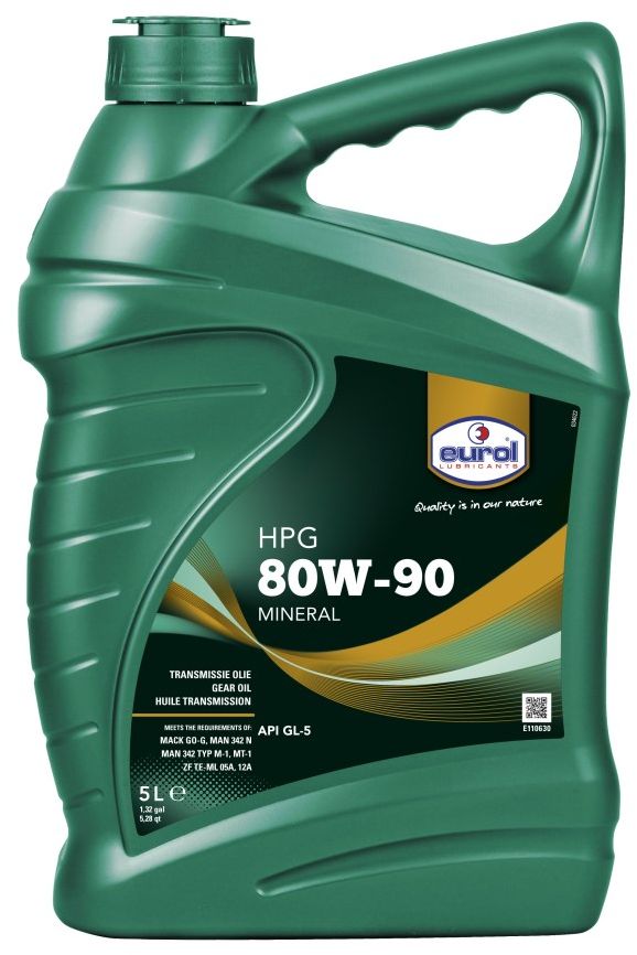 Масло трансмиссионное EUROL HPG SAE, класс вязкости 800W-90, GL5, 5 лE110630-5l Масло трансмиссионное EUROL HPG SAE, класс вязкости 800W-90, GL5, 5 лE110630-5lEurol HPG Gear Oil - минеральное трансмиссионное масло, изготовленное по последней технологии фосфор/сера. Эта технология присадок обеспечивает отличную защиту при контакте металл-металл в передачах в тяжелых условиях эксплуатации, а также при ударных нагрузках. Eurol HPG Gear Oil содержит специальные присадки, обладающие свойством оставлять защитную пленку для защиты от коррозии. Кроме того, масла с вязкостью SAE 80W и 80W-140 обладают превосходной текучестью при низких температурах для оптимальной работы в любое время года. Eurol HPG Gear Oil показывает отличную термостойкость и стойкость и окислению. Прокладки не повреждаются. Eurol HPG Gear Oil рекомендуется для использования в гипоидных передачах, мостах, кпп и дифференциалах, где требуются спецификации API GL-5 , MIL-L 2105-D и Mack GO-G. Масло с вязкость SAE 85W-90 может также применяться для требования спецификации MB 235.0. Спецификации и одобрения •80W-90 / 85W-140/80W-140: •API GL-5 ...