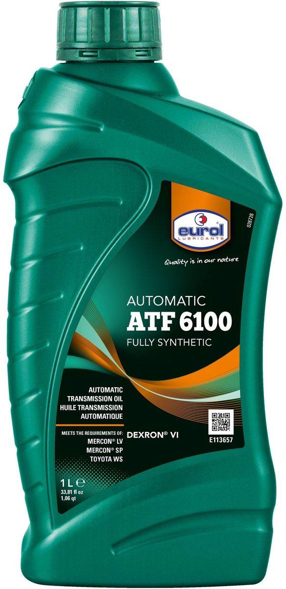Масло трансмиссионное EUROL ATF 6100 1 лE113657-1l Масло трансмиссионное EUROL ATF 6100 1 лE113657-1lЖидкость для автоматических трансмиссий General Motors. Eurol ATF 6100 - это полностью синтетическая жидкость для автоматических трансмиссий, преимущественно для General Motors. Также походит для гидроусилителей и систем гидравлики, где необходима хорошая текучесть при низких температурах. Eurol ATF 6100 имеет очень низкую температуру застывания, что обеспечивает легкое переключение при холодных запусках. Не повреждает прокладки. Eurol ATF 6100 рекомендуется для долива или полной замены жидкости в автоматических трансмиссиях, требующих DEXRON VI и/или DEXRON III. Versus DEXRON III, Eurol ATF 6100 имеет высокий и стабильных индекс вязкости и хорошо защищает от механического разрушения, коррозии и окисления. Благодаря этому, интервалы замены для новых трансмиссий GM увеличены в два раза. Eurol ATF 6100 соответствует требованиям DEXRON VI, специально разработанных для Hydra-Matic six-speed трансмиссий General Motors. Эта ATF рекомендуется для всех...