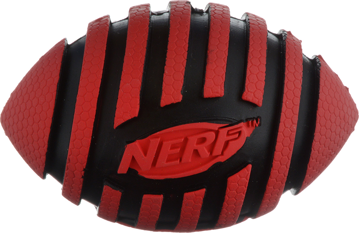 Игрушка для собак Nerf Мяч для регби, с пищалкой, длина 9 см22217_красный, черный Игрушка для собак Nerf Мяч для регби, с пищалкой, длина 9 см22217_красный, черныйИгрушка для собак Nerf Мяч для регби выполнена из резины в форме мяча для регби. Игрушка оснащена пищалкой, что вызовет дополнительный интерес вашего питомца. Такая игрушка порадует вашего любимца, а вам доставит массу приятных эмоций, ведь наблюдать за игрой всегда интересно и приятно. Размер игрушки: 5,5 х 5,5 х 9 см.