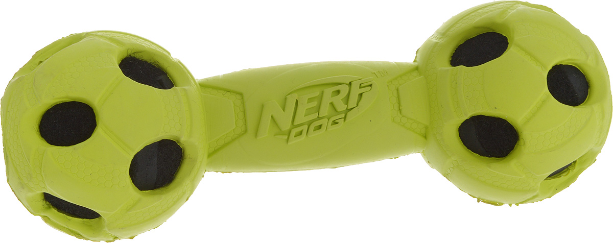 Игрушка для собак Nerf Гантель, с отверстиями, цвет: салатовый, черный, 17,5 см22309_салатовый, черный Игрушка для собак Nerf Гантель, с отверстиями, цвет: салатовый, черный, 17,5 см22309_салатовый, черныйИгрушка для собак Nerf Гантель, с отверстиями, цвет: салатовый, черный, 17,5 см