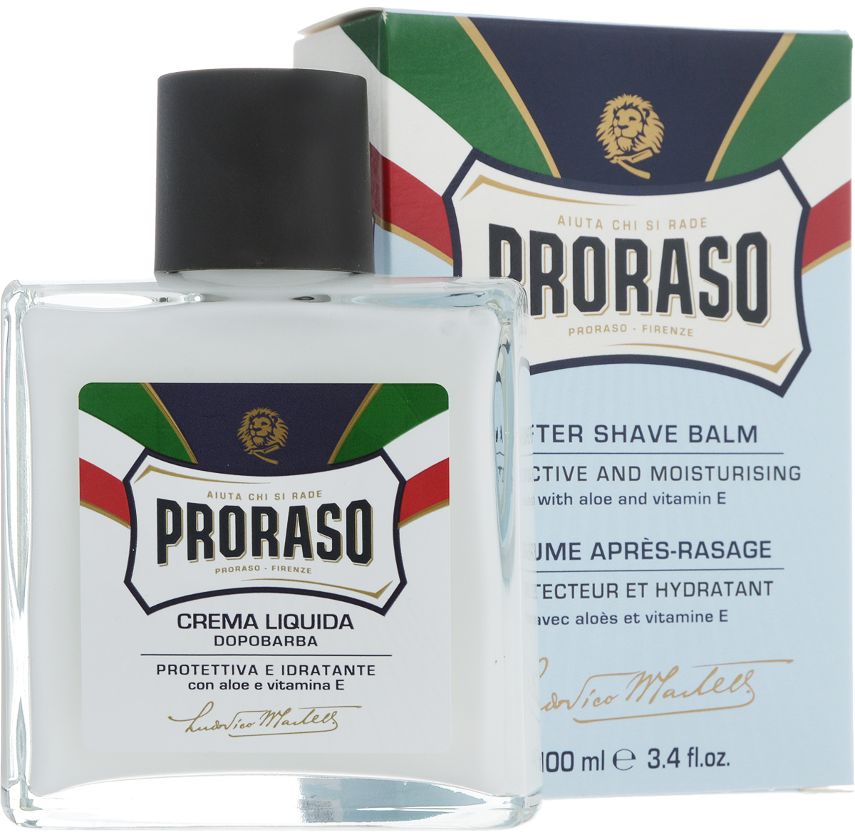 Proraso Бальзам после бритья защитный 100 мл401983 Proraso Бальзам после бритья защитный 100 мл401983Густой, но не жирный бальзам после бритья с алоэ и витамином Е увлажняет кожу и усиливает ее естественные защитные функции. Подходит для нормальной кожи и любого типа щетины.