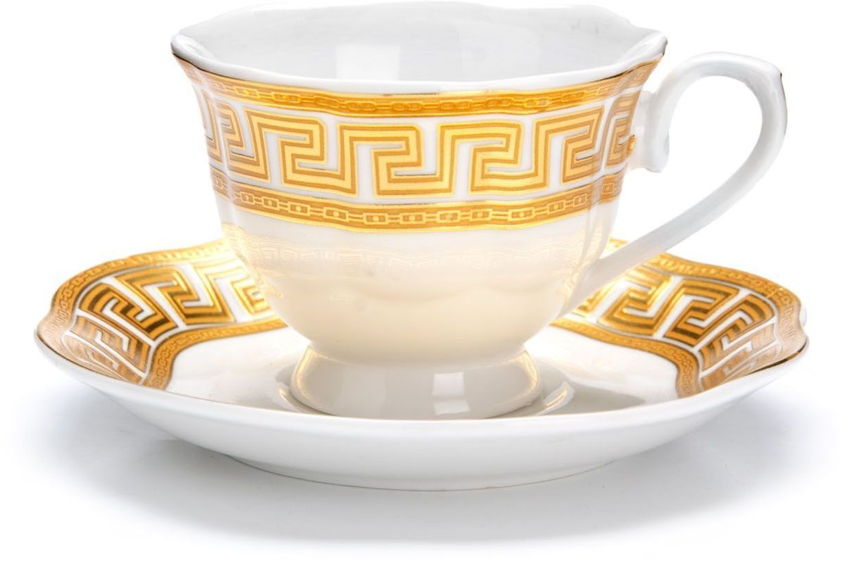 Кофейный сервиз Loraine, 80 мл, подарочная упаковка. 2643926439 Кофейный сервиз Loraine, 80 мл, подарочная упаковка. 2643926439Кофейный сервиз Loraine на 6 персон выполнен из высококачественной керамики белого цвета и украшен широким золотым орнаментом в греческом стиле. Изящный дизайн придется по вкусу и ценителям классики, и тем, кто предпочитает утонченность и изысканность. Набор упакован в подарочную коробку. Каждый предмет надежно зафиксирован внутри коробки благодаря специальным выемкам. Кофейный набор - идеальный и необходимый подарок для вашего дома и для ваших друзей в праздники, юбилеи и торжества! Также он станет отличным корпоративным подарком и украшением любой кухни. В наборе: 6 кофейных чашек, 6 блюдец.