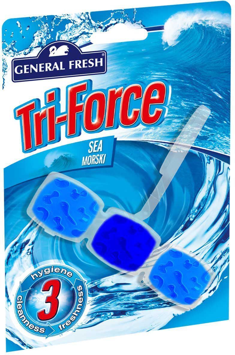 Подвеска General Fresh Тройная сила. Kostka WC Tri-Force, для очистки и ароматизации туалета, 1 шт. 517003517003 Подвеска General Fresh Тройная сила. Kostka WC Tri-Force, для очистки и ароматизации туалета, 1 шт. 517003517003высокоэффективная инновационная формула освежителя для унитазов Tri-Force обеспечивает идеальную чистоту и свежесть. Тройная сила ингредиентов создает обильную, густую пену, которая убивает микробы надолго и обеспечивает наибольший чистящий эффект.