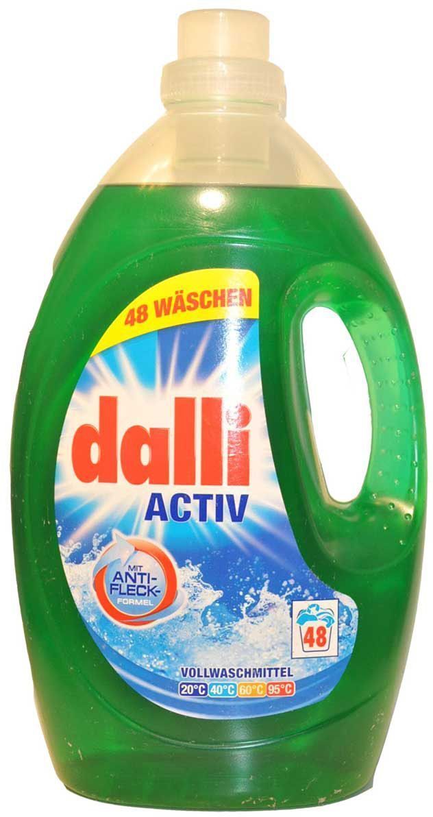 Гель для стирки Dalli Актив XL, универсальный, на 48 стирок, 3,6 л527106 Гель для стирки Dalli Актив XL, универсальный, на 48 стирок, 3,6 л527106Универсальный концентрированный гель для стирки белья при Т 30С-95С. выводит пятна даже при низких температурах. Не применять для шерсти и шелка. Не содержит фосфаты, не требует доп. средств от извести. Применение: дозировка: нормальное загрязнение, средняя вода-75мл=2 колпачка, ручная стирка-38мл=1 колпачок на 5л. воды. Состав: 15-30% неанионные тензиды, 5-15% анионные тензиды, мыло, менее 5% фосфонаты, содержит энзимы, оптический отбеливатель, отдушку