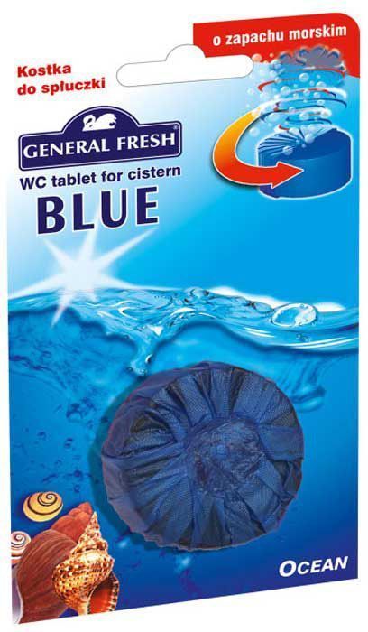 Очиститель-освежитель General Fresh WC. Blue, для смывного бачка, таблетка, 1 шт. 541000541000 Очиститель-освежитель General Fresh WC. Blue, для смывного бачка, таблетка, 1 шт. 541000541000Без особых хлопот обеспечит гигиеническую чистоту, и свежесть вашего туалета в течение длительного времени. Тройного действия. 1. Очищает поверхность унитаза, предотвращая образование известкового налета. 2. Уничтожает бактерии даже в труднодоступных местах. 3. Создает обильную пену и стойкий свежий аромат при каждом сливе воды