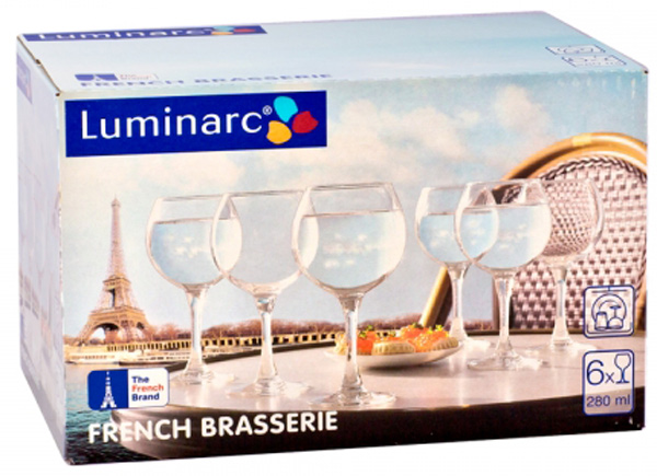 Набор бокалов Luminarc Французский ресторанчик, 280 мл, 6 штH8170 Набор бокалов Luminarc Французский ресторанчик, 280 мл, 6 штH8170Прозрачные бокалы классической формы подкупают своим простым изяществом. Набор бокалов Французский ресторанчик марки Luminarc подойдет для сервировки семейного ужина или более торжественного мероприятия. Бокалы изготовлены из фирменного ударопрочного стекла со специальным покрытием, они не впитывают запахи и обладают антибактериальными свойствами. Набор состоит из 6 бокалов, объемом 280 мл. Их можно мыть в посудомоечной машине. Высота бокала: 16 см. Диаметр бокала: 6 см.