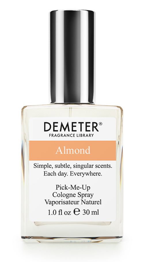 Demeter Fragrance Library Духи-спрей Миндаль (Almond), женские, 30 млDM01937 Demeter Fragrance Library Духи-спрей Миндаль (Almond), женские, 30 млDM01937Многие думают, что миндаль — это орех. На самом деле (и так написано в книгах) миндаль — это косточковый плод. То есть внутри плода есть косточка. И все можно есть. Almond от Demeter еще более оригинален: снаружи — стеклянный флакон, а внутри целых 30 мл настоящего миндаля! И, конечно, никаких косточек. Духи считаются самым изысканным видом парфюмерной продукции и содержат самый большой процент ароматической композиции (от 15% до 30% и более), растворенной в очень чистом спирте (96% об.). Высокое содержание экстракта обеспечивает духам большую стойкость и силу по сравнению с другими видами парфюмерных товаров. Всего лишь пары капель достаточно для того, чтобы запах держался в течение 5 и более часов. Товар сертифицирован.