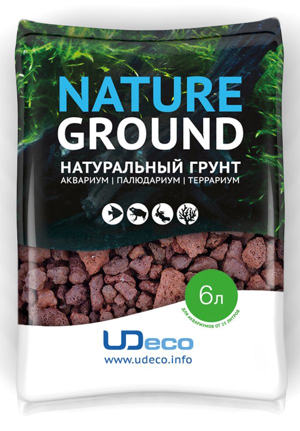 Грунт для аквариума UDeco Лавовая крошка, натуральный, 10-30 мм, 6 л0120710 Грунт для аквариума UDeco Лавовая крошка, натуральный, 10-30 мм, 6 л0120710Натуральный грунт UDeco Лавовая крошка предназначен специально для оформления аквариумов, палюдариумов и террариумов. Изделие готово к применению.Грунт UDeco порадует начинающих любителей природы и самых придирчивых дизайнеров, стремящихся к созданию нового, оригинального. Такая декорация придутся по вкусу и обитателям аквариумов и террариумов, которые ещё больше приблизятся к природной среде обитания.Необходимое количество грунта рассчитывается по формуле:длина аквариума х ширина аквариума х толщина слоя грунта. Предназначен для аквариумов от 25 литров. Фракция: 10-30 мм.Объем: 6 л.