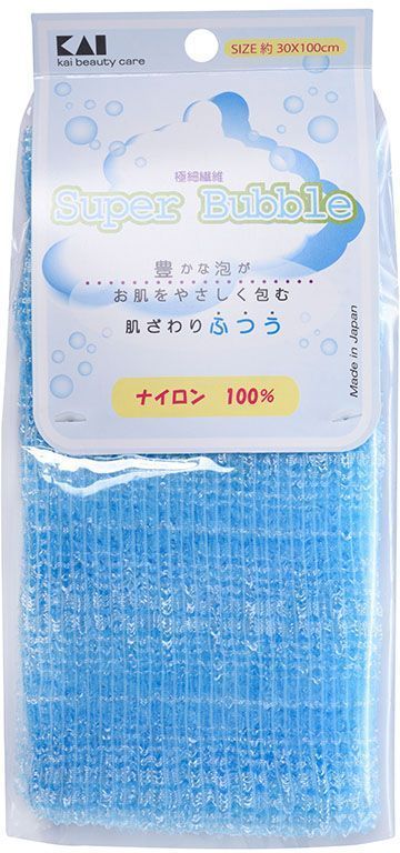 Kai мочалка для тела Supper Bubble, массажная, средней жесткости, цвет: голубой37307kai Kai мочалка для тела Supper Bubble, массажная, средней жесткости, цвет: голубой37307kaiМочалка для тела массажная средней жесткости превосходно очищает кожу от загрязнений, образует густую пену и создает хорошее настроение!