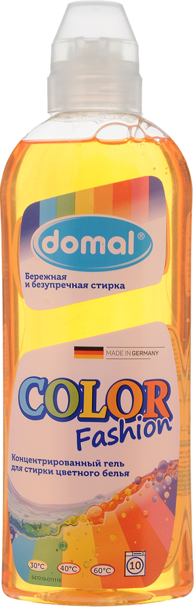 Гель для стирки Domal Color, концентрированный, для цветного белья, 375 мл37551 Гель для стирки Domal Color, концентрированный, для цветного белья, 375 мл37551Концентрированный бальзам Domal Color Fashion гарантирует безупречное качество стирки. Сохраняет и освежает яркость цвета, предупреждает смешивание красок благодаря специальной активной формуле защиты цвета. Регулярное использование Domal Color Fashion сохранит форму и первоначальный внешний вид и цвет Ваших вещей. Произведен в Германии. Предназначен для ручной и машинной стирки цветных изделий из хлопчато-бумажных и синтетических тканей. Подходит всех типов стиральных машин и ручной стирки при температуре от 30 до 60 градусов. Содержит добавки, препятствующие образованию накипи. Экономичен: 1 флакона средства достаточно для стирки 25 кг сухого белья . Не рекомендуется использовать для стирки изделий из шерсти и шелка.
