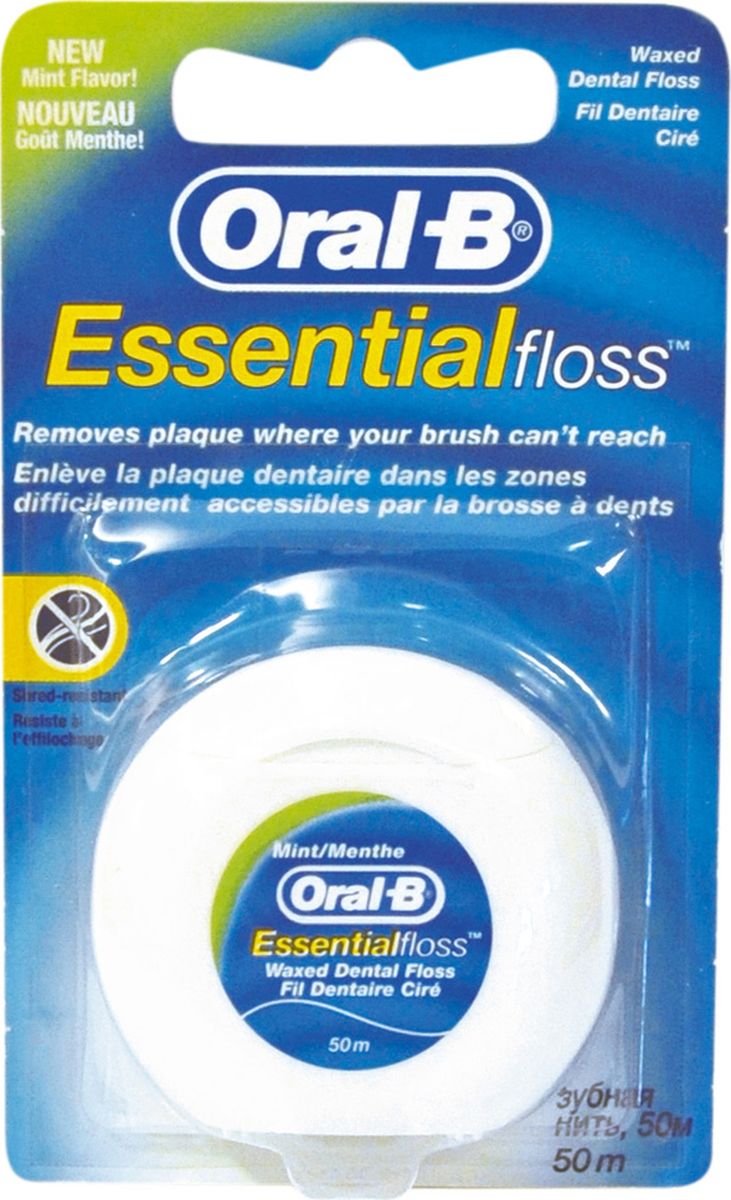 Oral-B Зубная нить Essential Floss Mint 50 мORL-81561554 Oral-B Зубная нить Essential Floss Mint 50 мORL-81561554Зубная нить Oral-B Essential Floss очищает там где не может даже щетка. Специально разработанная нить имеет полимерное покрытие, которое упрощает процесс удаления зубного налета. Зубная нить не ломается и не расслаивается при использовании и легко проникает в межзубные пространства.