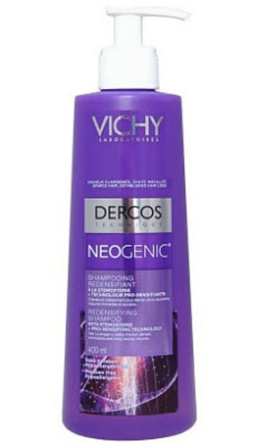 VICHY Neogenic Шампунь для повышения густоты волос 400мл3078 VICHY Neogenic Шампунь для повышения густоты волос 400мл3078Neogenic Шампунь для повышения густоты волос обогащен стайлинговыми компонентами, используемыми в средствах для укладки волос. Укрепляет волосы, делая их более густыми и плотными, обеспечивает мгновенный и продолжительный объем. Уплотняет даже самые тонкие волосы и не утяжеляет прическу. Шампунь легко смывается, оставляя волосы мягкими, блестящими и легко поддающимися укладке.Воздействует на 5 свойств волос для повышения их густоты:1. Объем2. Густота3. Форма4. Сила5. Устойчивость