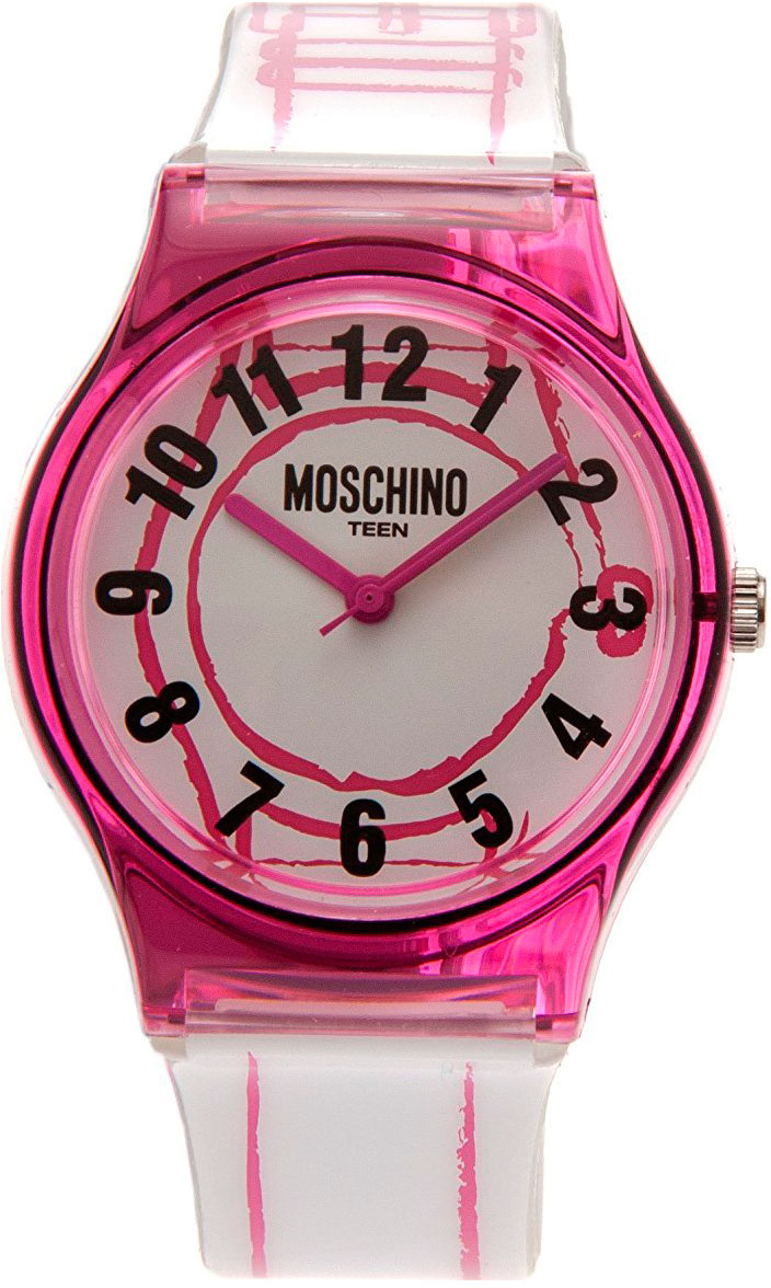 Наручные часы для девочки Moschino, цвет: бело-розовый. MW0319MW0319 Наручные часы для девочки Moschino, цвет: бело-розовый. MW0319MW0319Наручные часы Moschino, кварцевые, корпус из пластика