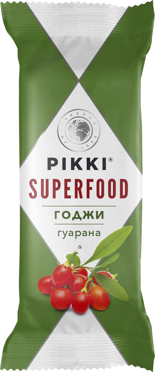 Pikki Годжи-Гуарана батончик орехово-фруктовый, 35 г0120710 Pikki Годжи-Гуарана батончик орехово-фруктовый, 35 г0120710Польза ягод годжи в этом суперфуд-батончике усилена полезными свойствами гуараны. Экстракт гуараны стимулирует центральную нервную систему, повышает физическую работоспособность, выносливость, активирует жировой обмен, важный для продолжительных физических нагрузок или для похудения. Он рекомендуется для всех видов деятельности, требующих высоких нагрузок, физической и интеллектуальной выносливости, концентрации, внимания и координации.